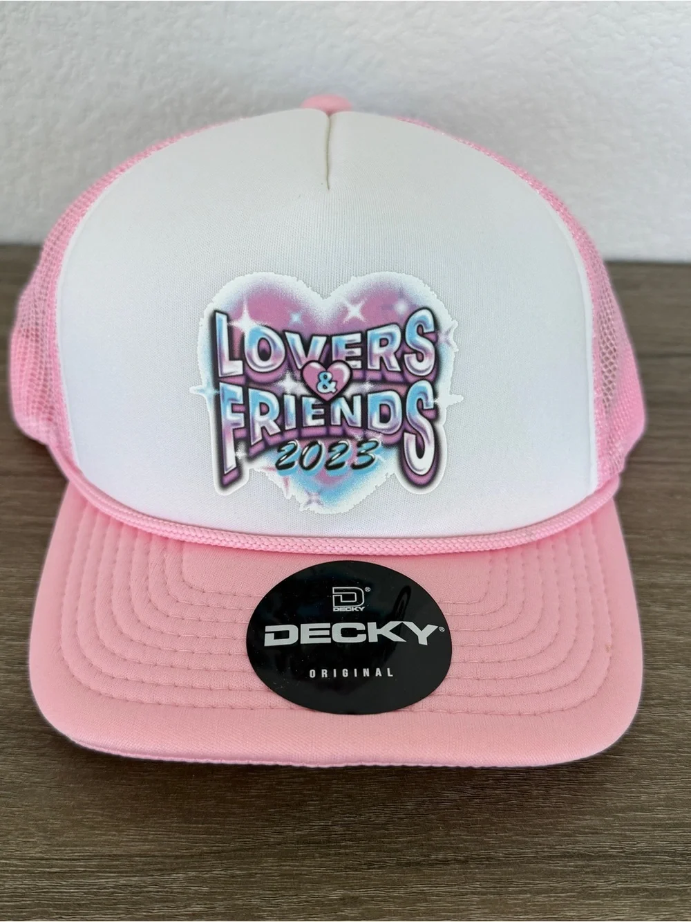 Lovers & Friends 2023 Festival Trucker Hat Pink White NWT Snapback OS